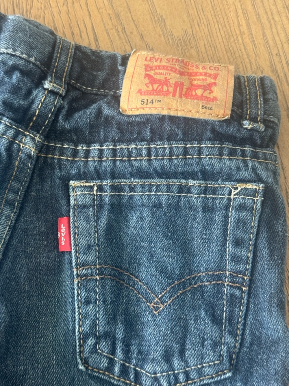 Levi’s 514 Slim Straight Jeans Kids Size 6 Dark Wash Denim Boys Girls - Picture 4 of 5